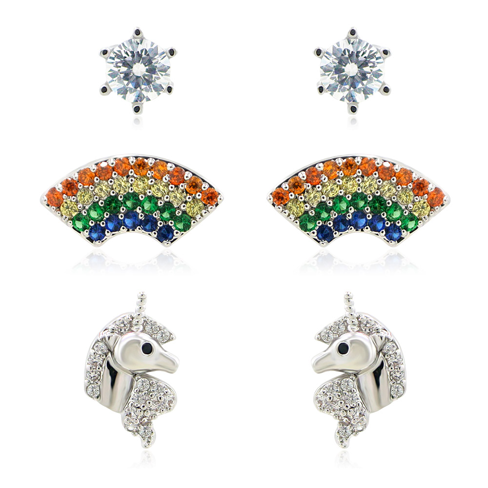 Star Unicorn And Rainbow Set Earrings